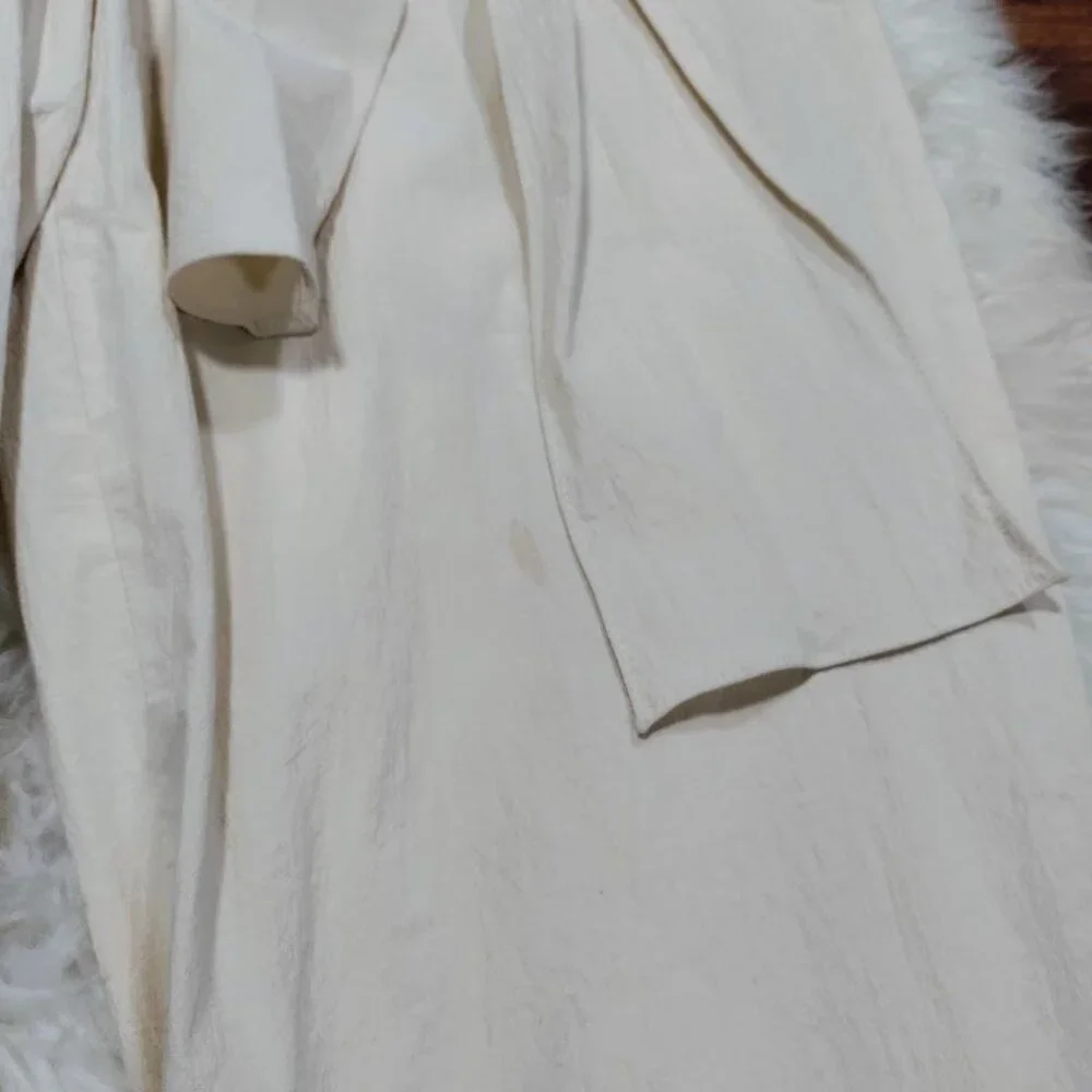 Zara Womens XL High Waisted Tapered Leg Capri Trousers Pants Cream Off White - Picture 7 of 16